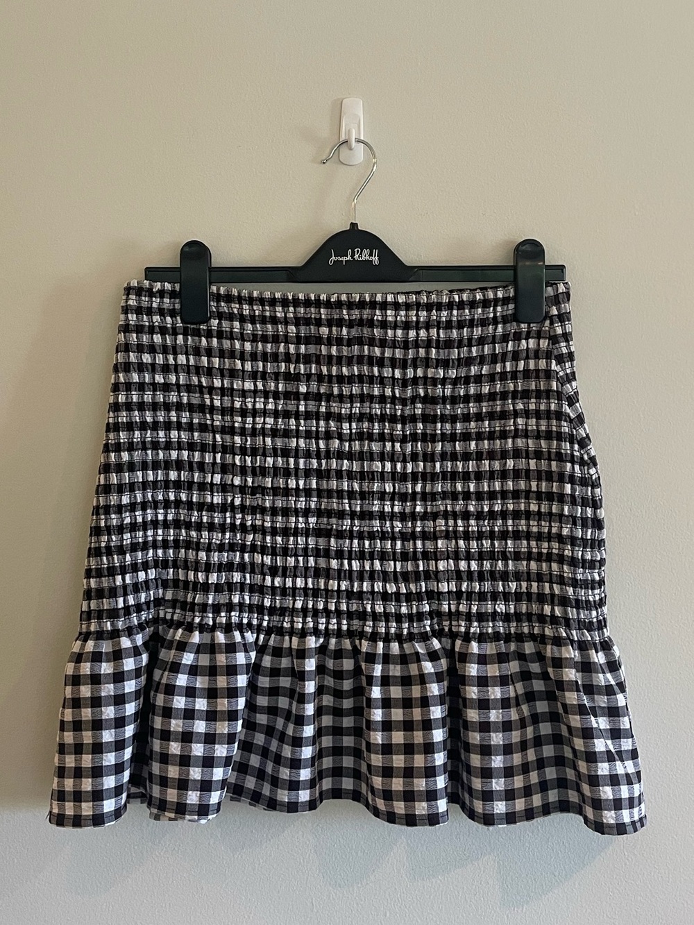 Gingham Smocked Ruffle Mini Skirt